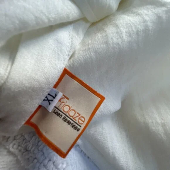 Fridaze Linen Redefined Mandarin Collar Side Button Zippered Tunic Size XL White - Picture 3 of 9